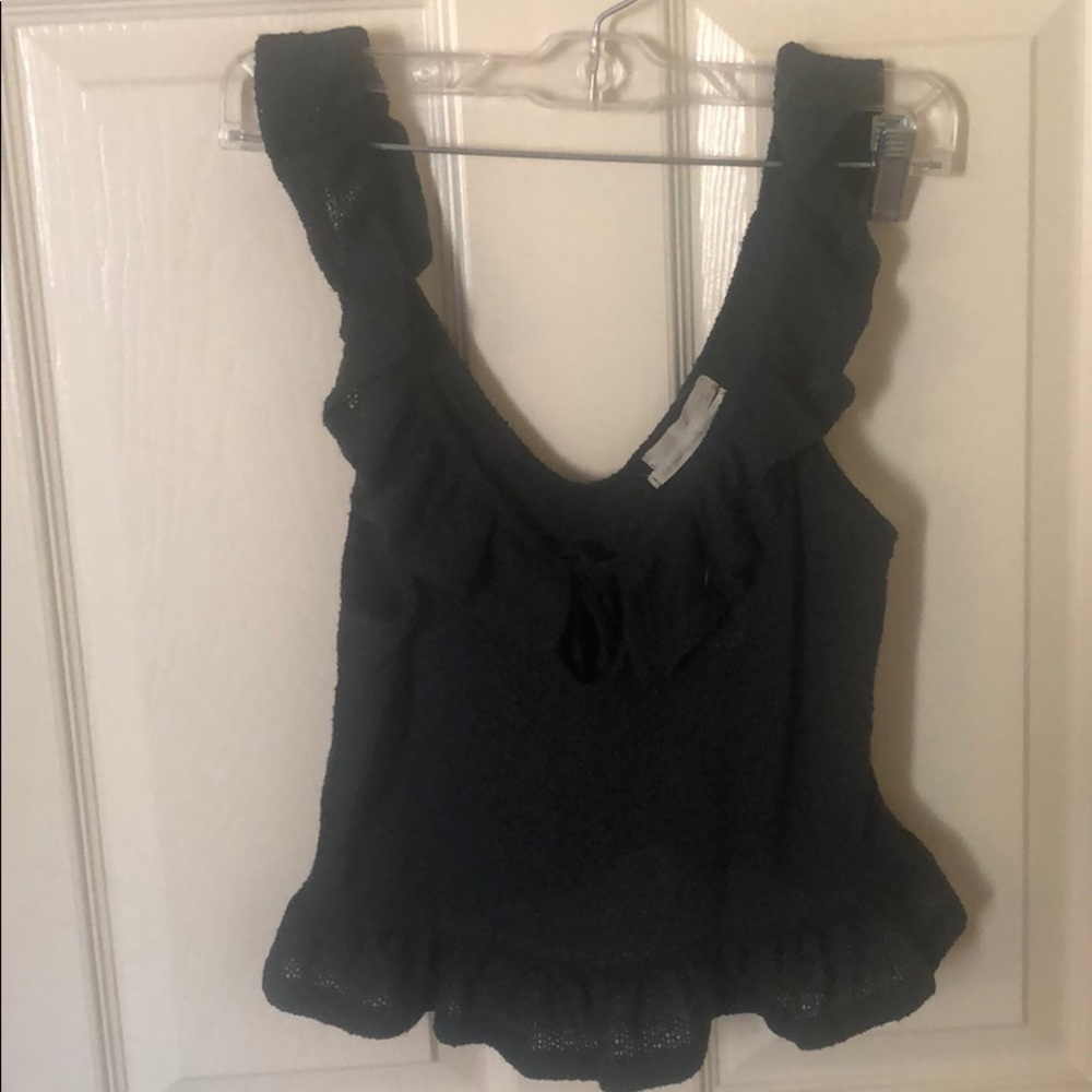 Urban Outfitters Dark Green Ruffled & Cropped Tank